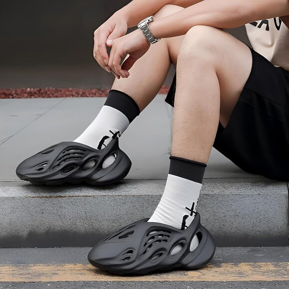 Men\'s Black Foam Runner Non Slip Cloud Slides Lightweight Sandal Shoes main image 6